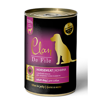 Clan De File для собак всех пород филе мяса Конина, 340 гр