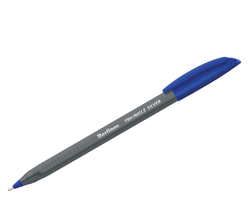 Ручка шариковая BERLINGO "Triangle Silver" 1,0 мм, синяя - фото 1 - id-p63802760