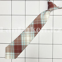 Галстук в клетку голубой с коричневыми полосами