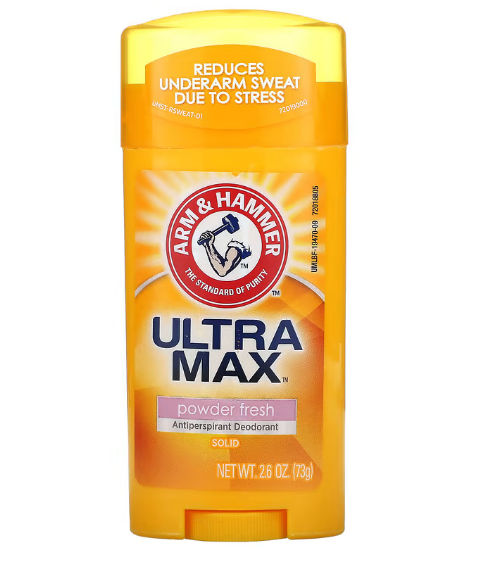 Arm & Hammer, UltraMax, твердый дезодорант-антиперспирант для женщин, свежий пудровый аромат, 73 г (2,6 унции)