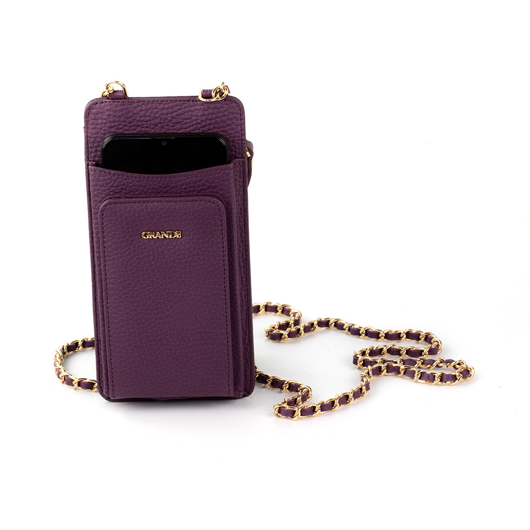 Женская кожаная сумочка для телефона с кардхолдером и отделением для купюр Grande 2783 (сиреневый)