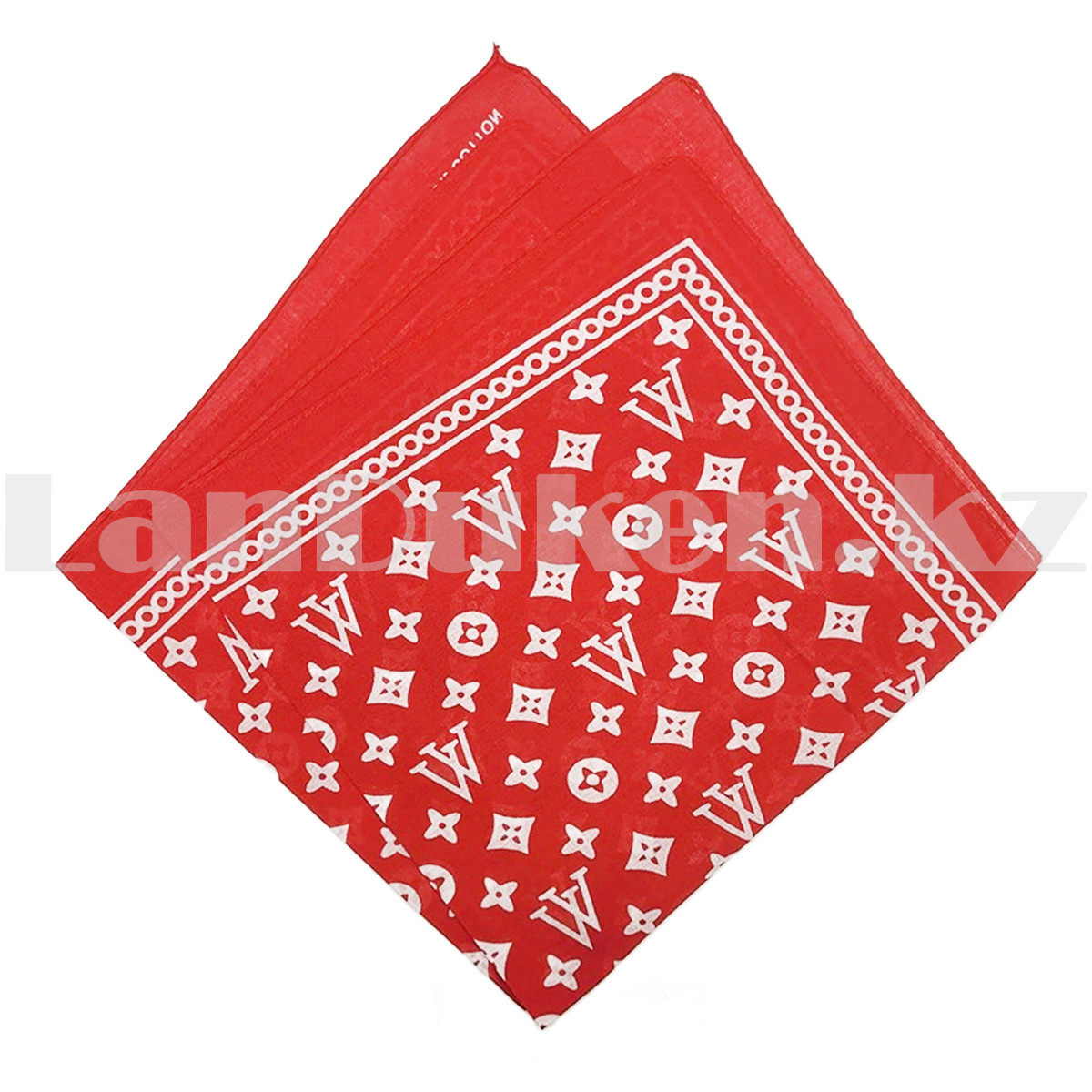 Бандана платок хлопковая с узором Луи Виттон квадратная 53х53 см красная - фото 4 - id-p107595924