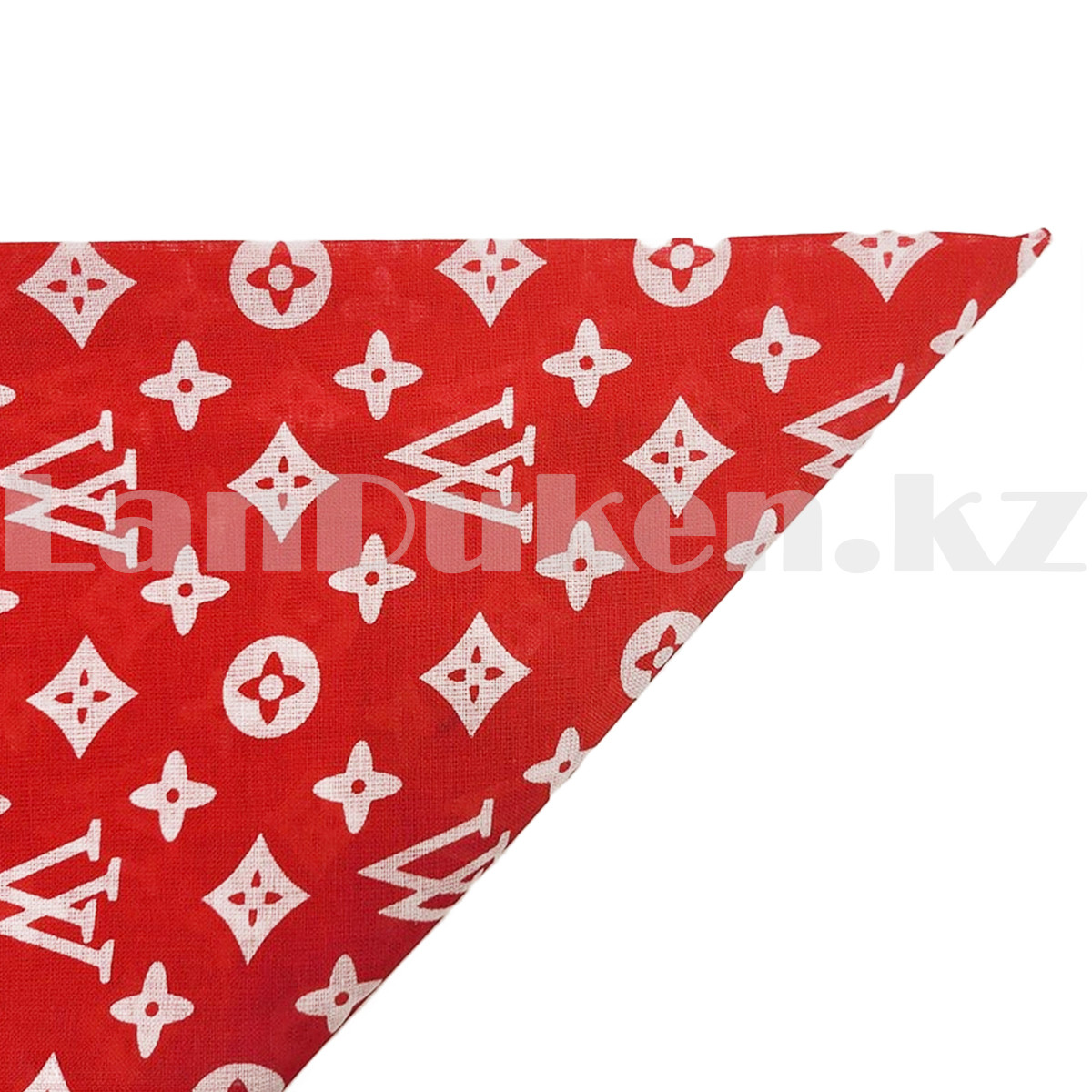 Бандана платок хлопковая с узором Луи Виттон квадратная 53х53 см красная - фото 5 - id-p107595924