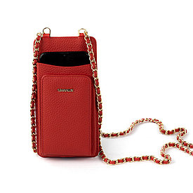 Женская кожаная сумочка для телефона с кардхолдером и отделением для купюр Grande 2783 (красная)