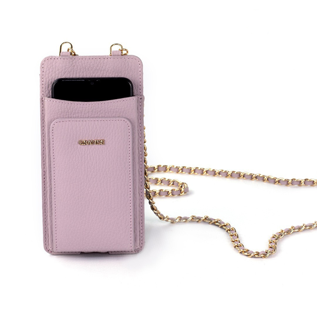 Женская кожаная сумочка для телефона с кардхолдером и отделением для купюр Grande 2783 (cветло-сиреневый)