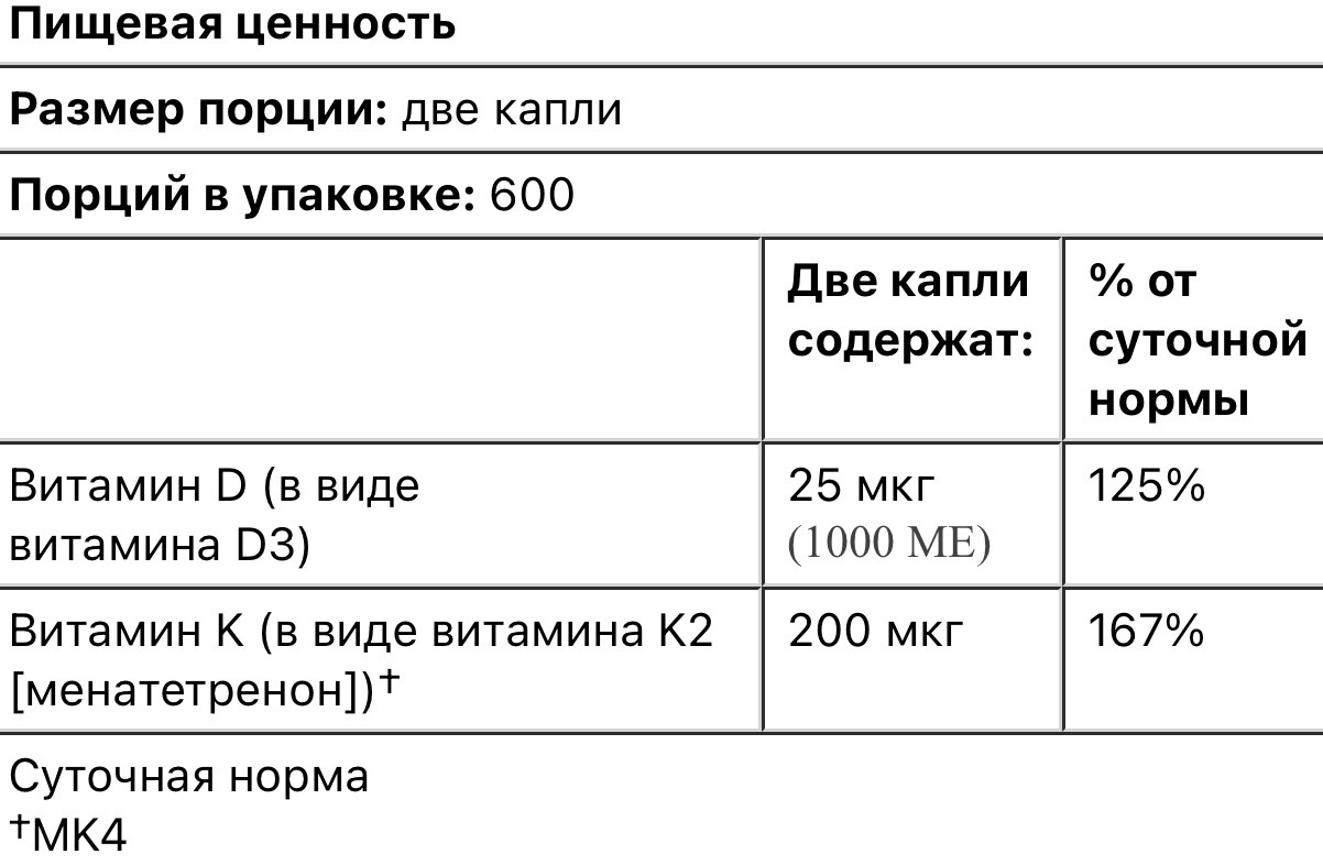 Thorne витамины D и К2, 25мкг (1000МЕ) 30мл - фото 3 - id-p107596137