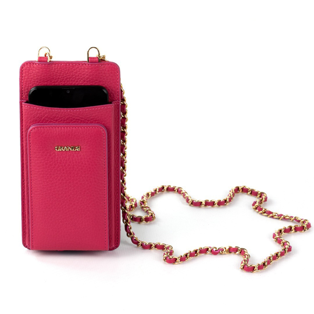 Женская кожаная сумочка для телефона с кардхолдером и отделением для купюр Grande 2783 (помадный) - фото 1 - id-p107596248