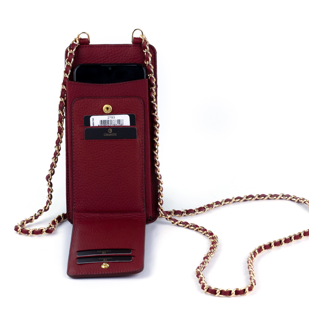 Женская кожаная сумочка для телефона с кардхолдером и отделением для купюр Grande 2783 (бордовый) - фото 2 - id-p107596255