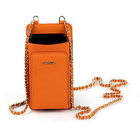 Женская кожаная сумочка для телефона с кардхолдером и отделением для купюр Grande 2783 (оранжевый)