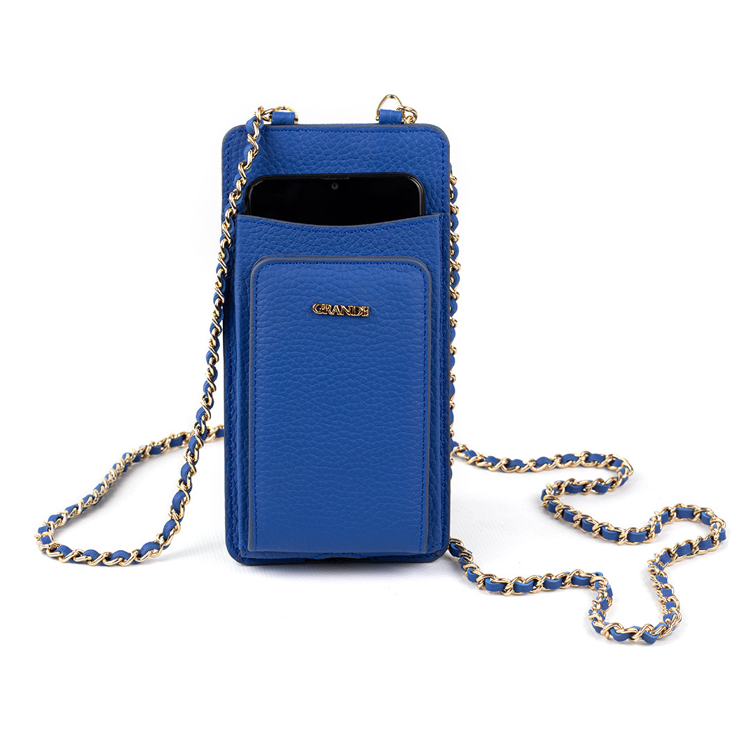 Женская кожаная сумочка для телефона с кардхолдером и отделением для купюр Grande 2783 (синий)