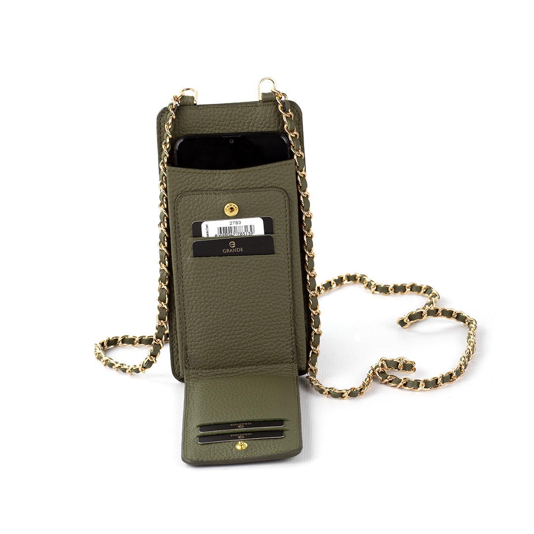 Женская кожаная сумочка для телефона с кардхолдером и отделением для купюр Grande 2783 (зеленый) - фото 3 - id-p107596274