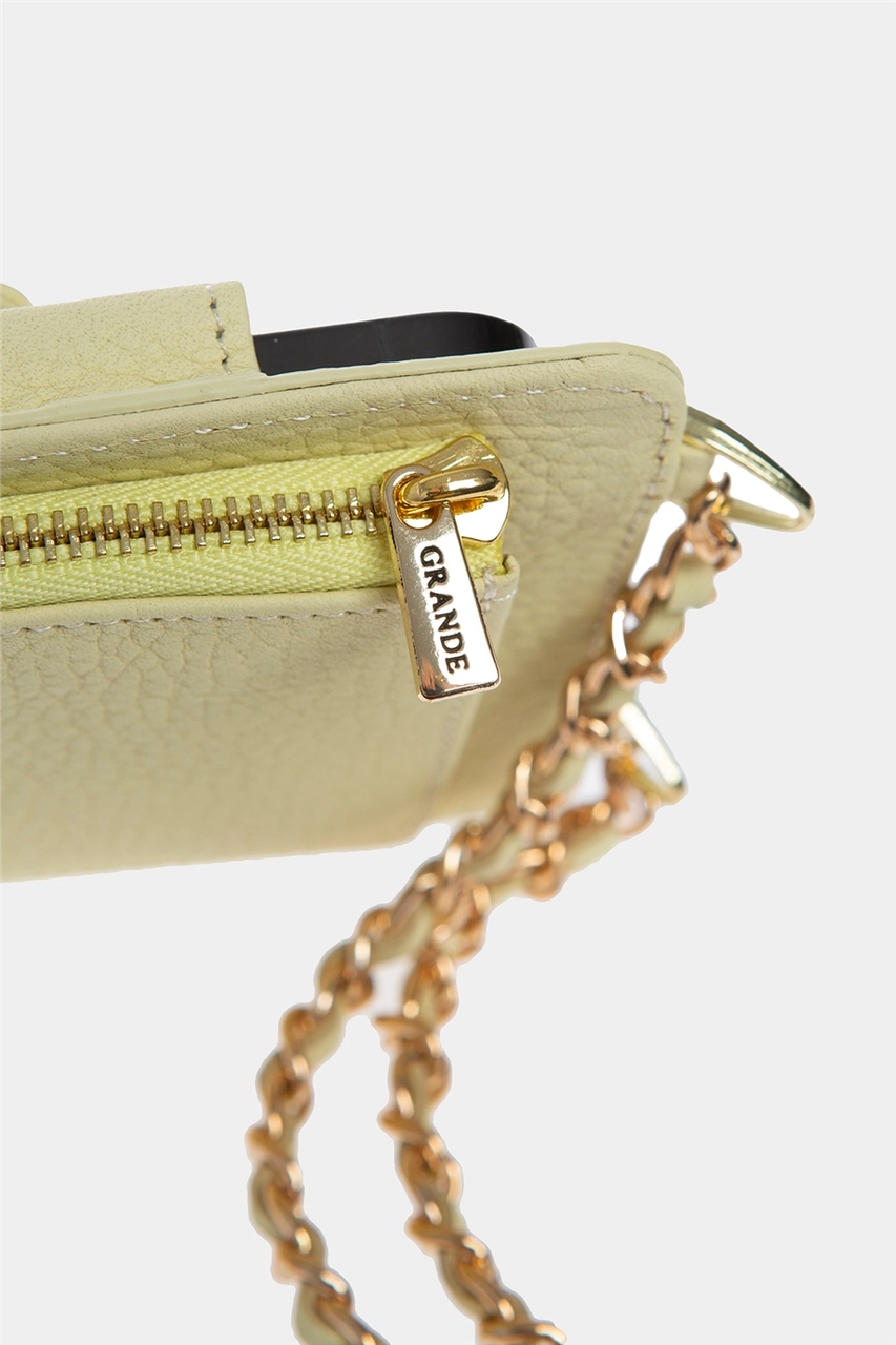 Женская кожаная сумочка для телефона с кардхолдером и отделением для купюр Grande 2783 (лимон) - фото 3 - id-p107596278