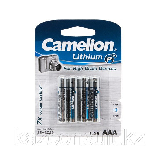 Батарейка CAMELION Lithium P7 FR03-BP4 4 шт. в блистере - фото 1 - id-p107596483