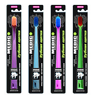 Зубная щетка МЕДИК + Классик, однокомпонентная ручка, щетина средняя, ручка цветная