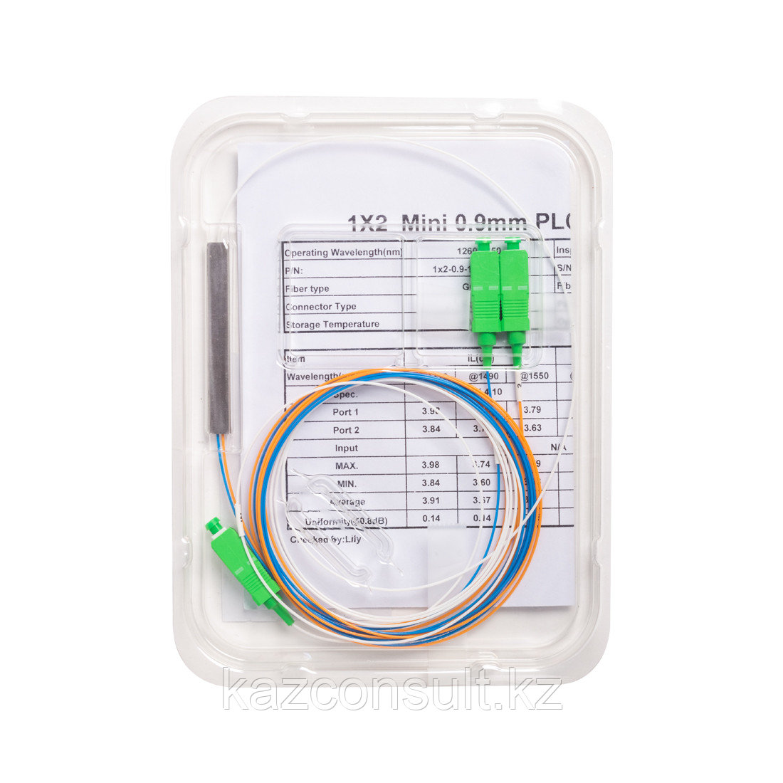 Сплиттер оптоволоконный PLC А-Оптик 1х2 SC/APC 1,5m SM - фото 1 - id-p107600443