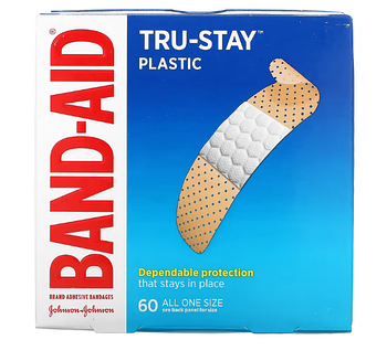 Band Aid, Tru-Stay, пластиковые пластыри, 60 шт.