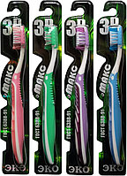 Зубная щетка 3D, ручка с резиновыми вставками, массажные вставки, подушка для языка