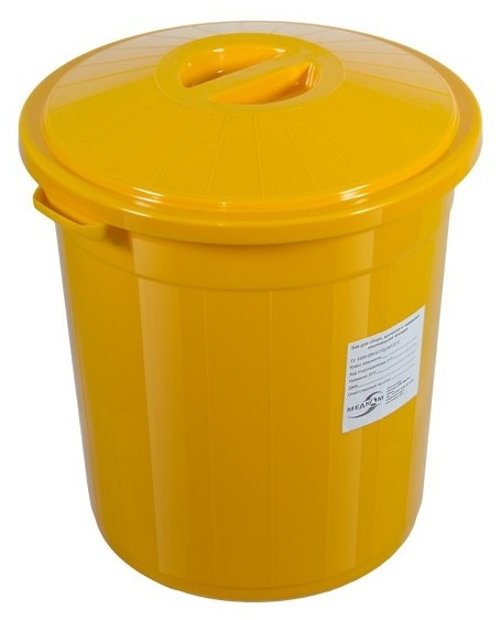Баки пластиковые для сбора хранения и перемещения медицинских отходов с этикетками 65, Желтый - фото 1 - id-p107608421