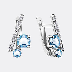 Серьги из серебра фианит Aquamarine 4732305А.5