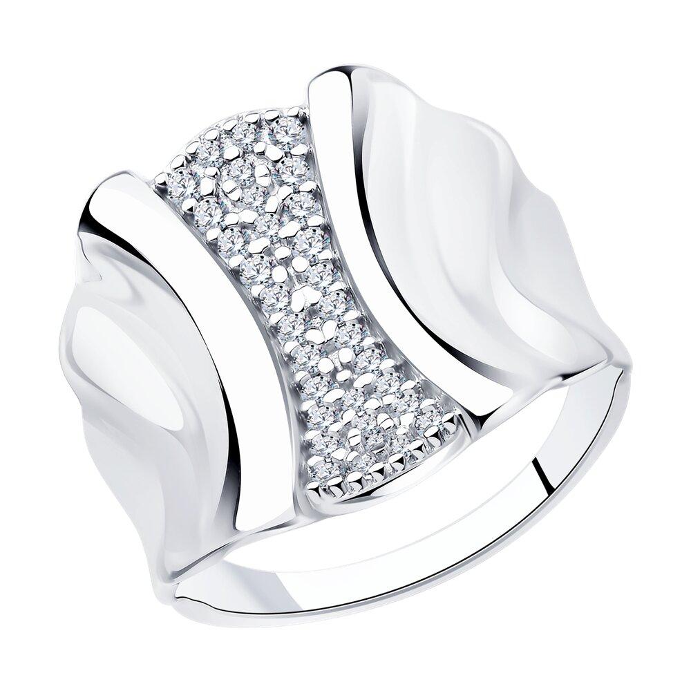 Кольцо из серебра с фианитами Diamant 94-110-00904-1 покрыто  родием