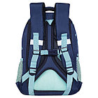 Рюкзак Grizzly, 27*40*20см, 2 отделения, 4 кармана, анатомическая спинка, синий-мятный, фото 3