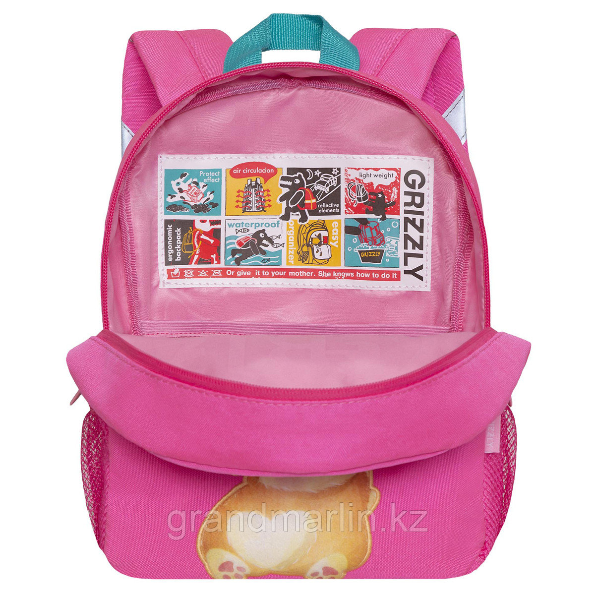 Рюкзак детский Grizzly, 22*28*10см, 1 отделение, 3 кармана, укрепленная спинка, розовый - фото 4 - id-p107607277