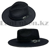 Шляпа Федора летняя сетчатая солнцезащитная черная