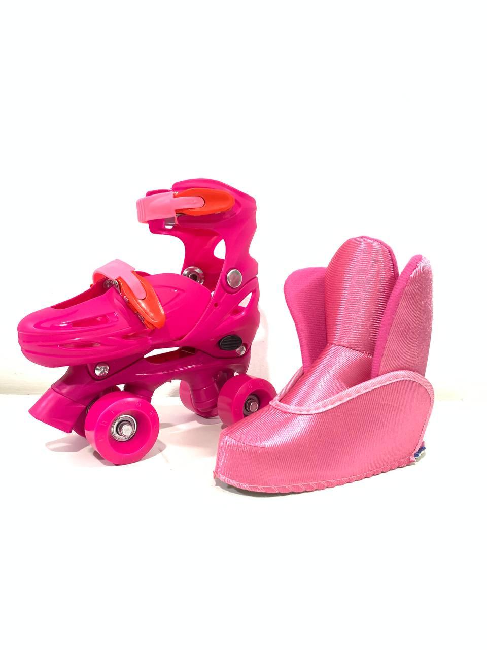 Детские раздвижные роликовые коньки "КВАДЫ" S (размер 29-33) PINK - фото 4 - id-p99513349