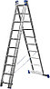 Трехсекционная лестница СИБИН, 10 ступеней, со стабилизатором, алюминиевая, фото 2