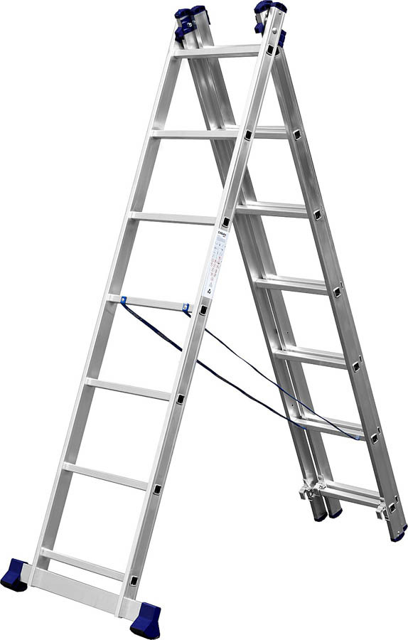 Трехсекционная лестница СИБИН, 7 ступеней, со стабилизатором, алюминиевая - фото 2 - id-p107621467