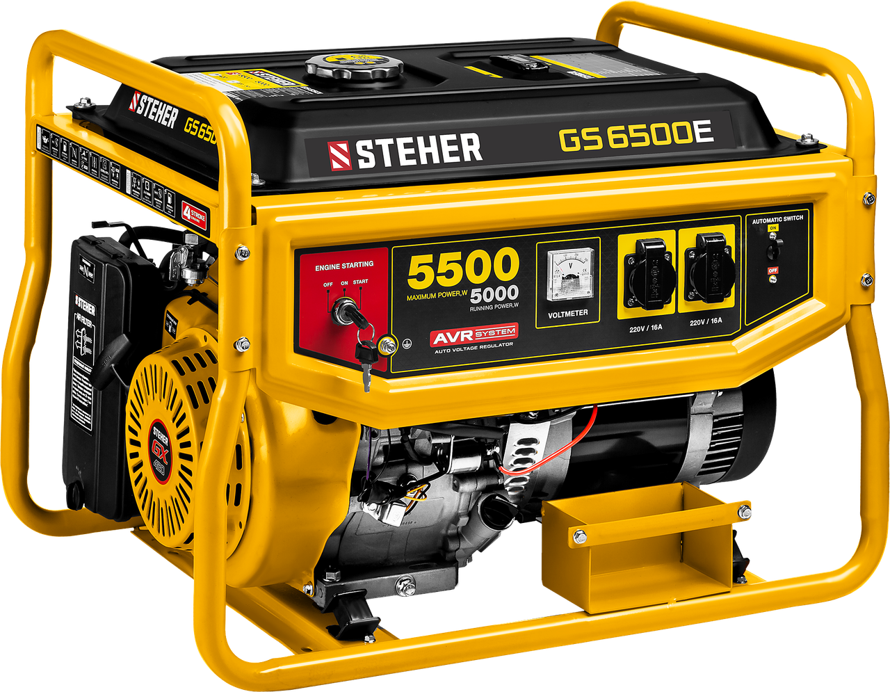GS-6500Е бензиновый генератор с электростартером, 5500 Вт, STEHER