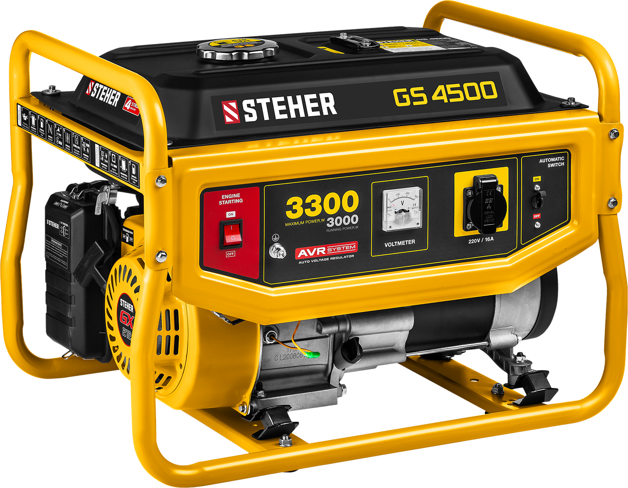 GS-4500 бензиновый генератор, 3300 Вт, STEHER