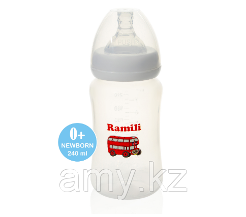 Противоколиковая бутылочка для кормления Ramili Baby 240ML (240 мл, 0+, слабый поток)