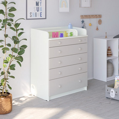 Комод раскладной Атон Maks Белый премиум-серый шелк