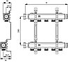 Коллектор для сист. отопл. без вентилей в сборе, 1" х 3/4"Ек, нерж. сталь, квадр. сечение, 2 к, фото 2