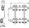 Коллектор для сист. отопл. с запорными вент. в сборе,1" х 3/4"Ек, нерж. сталь, квадр. сечение, 2 к, фото 2