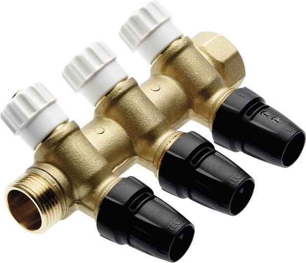 Коллектор с запорными вентилями, push-fit 16 х 3/4 3 контура, фото 1