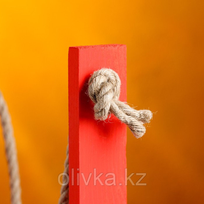 Кашпо деревянное 15×12×25 см "Ажур", прямоугольное, ручка верёвка, красный Дарим Красиво - фото 5 - id-p88744434
