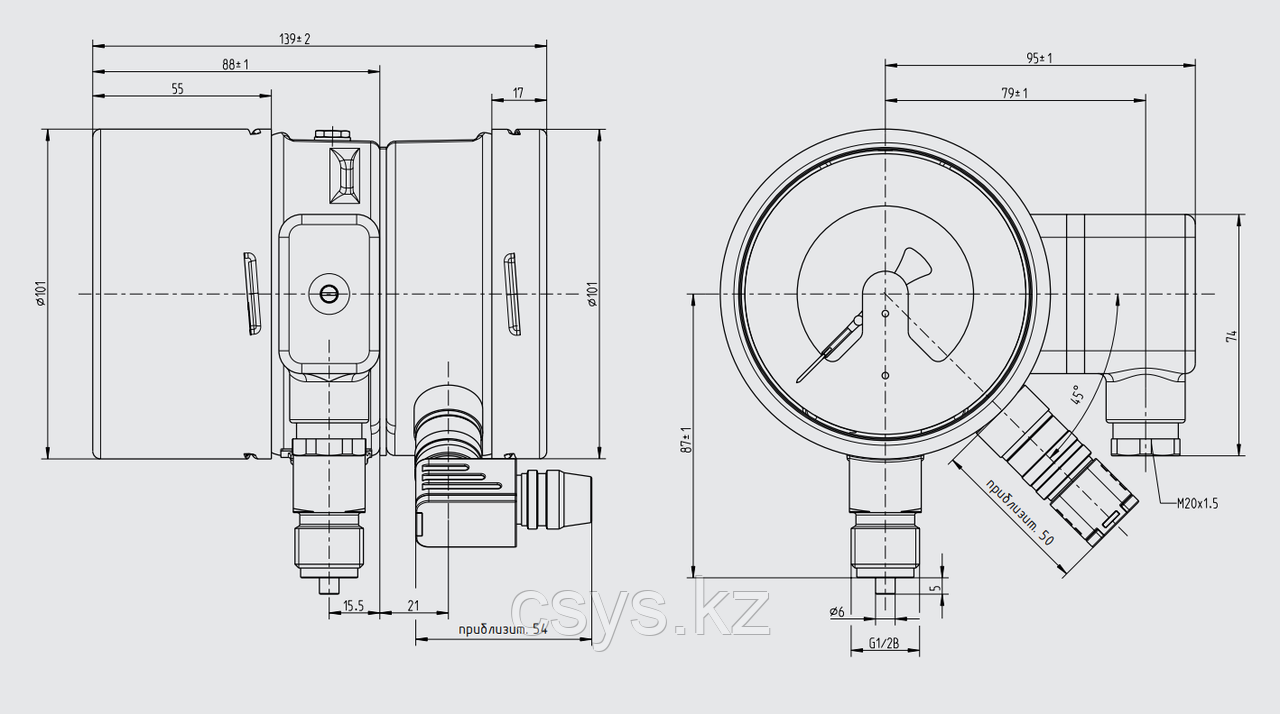 Монитор контроля плотности газа с выходом Modbus® Модель GDM-100-TI-D - фото 2 - id-p107637682