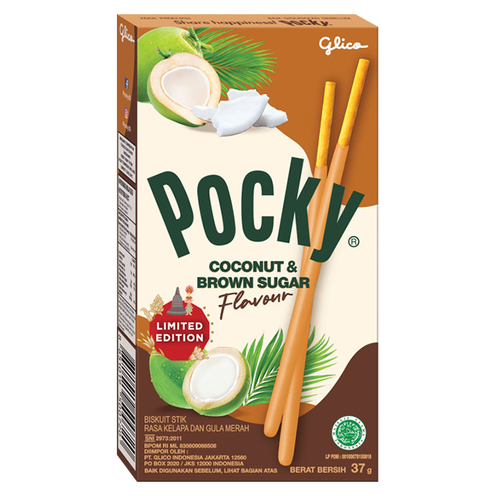 Шоколадные палочки Pocky со вкусом Кокоса и Тростникового сахара 37 гр   /Индонезия/ (10шт - упак)