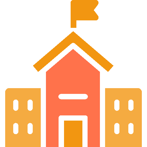 Иконка графического изображения Административного-здания в оранжевых тонах