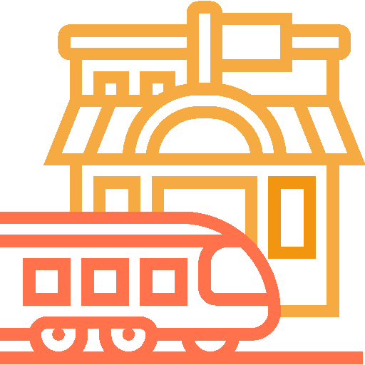 Иконка графического изображения инфраструктурных объектов  в оранжевых тонах