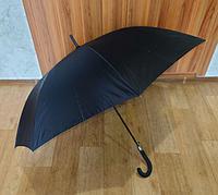 Большой мужской классический чёрный зонт - трость полуавтомат