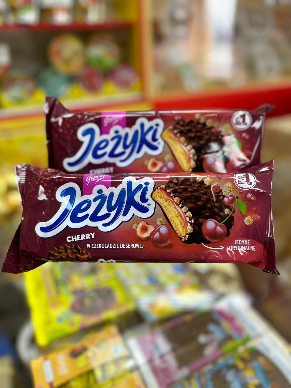 Печенье JEZYKI cherry в шоколадной глазури ВИШНЯ 140гр  /Goplana/ ПОЛЬША