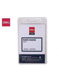 Бейдж вертикальный DELI, 80x128 мм, пластиковый