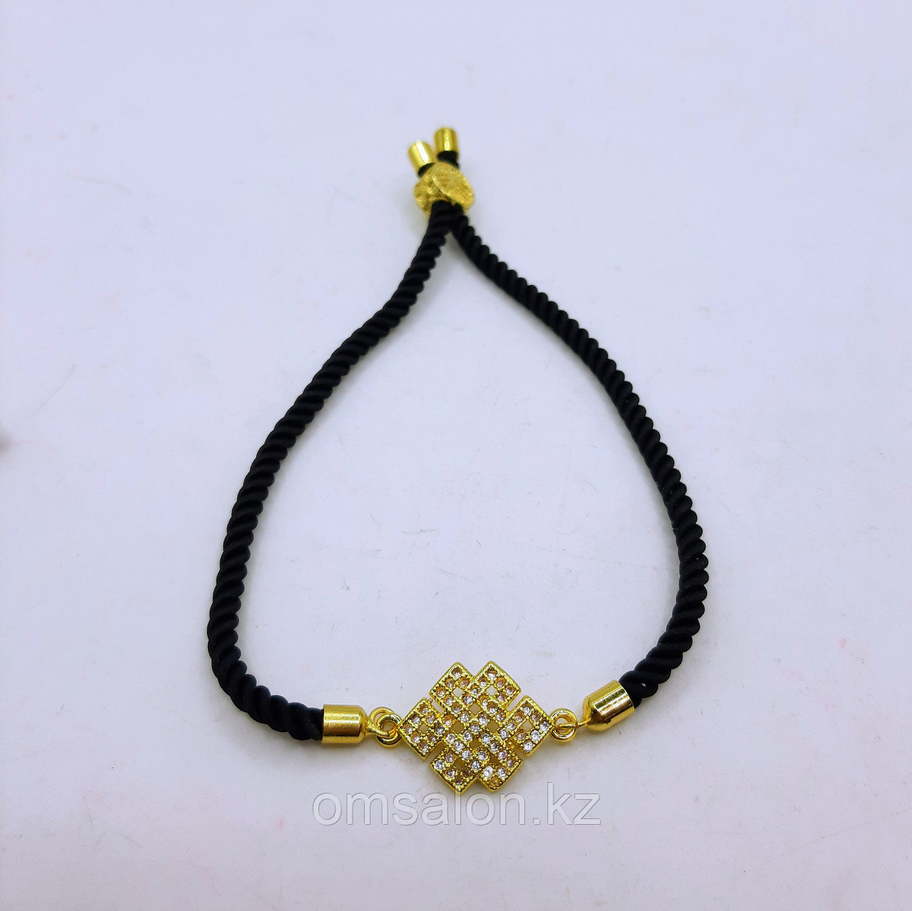 Черная нить с тибетским узлом, фото 1