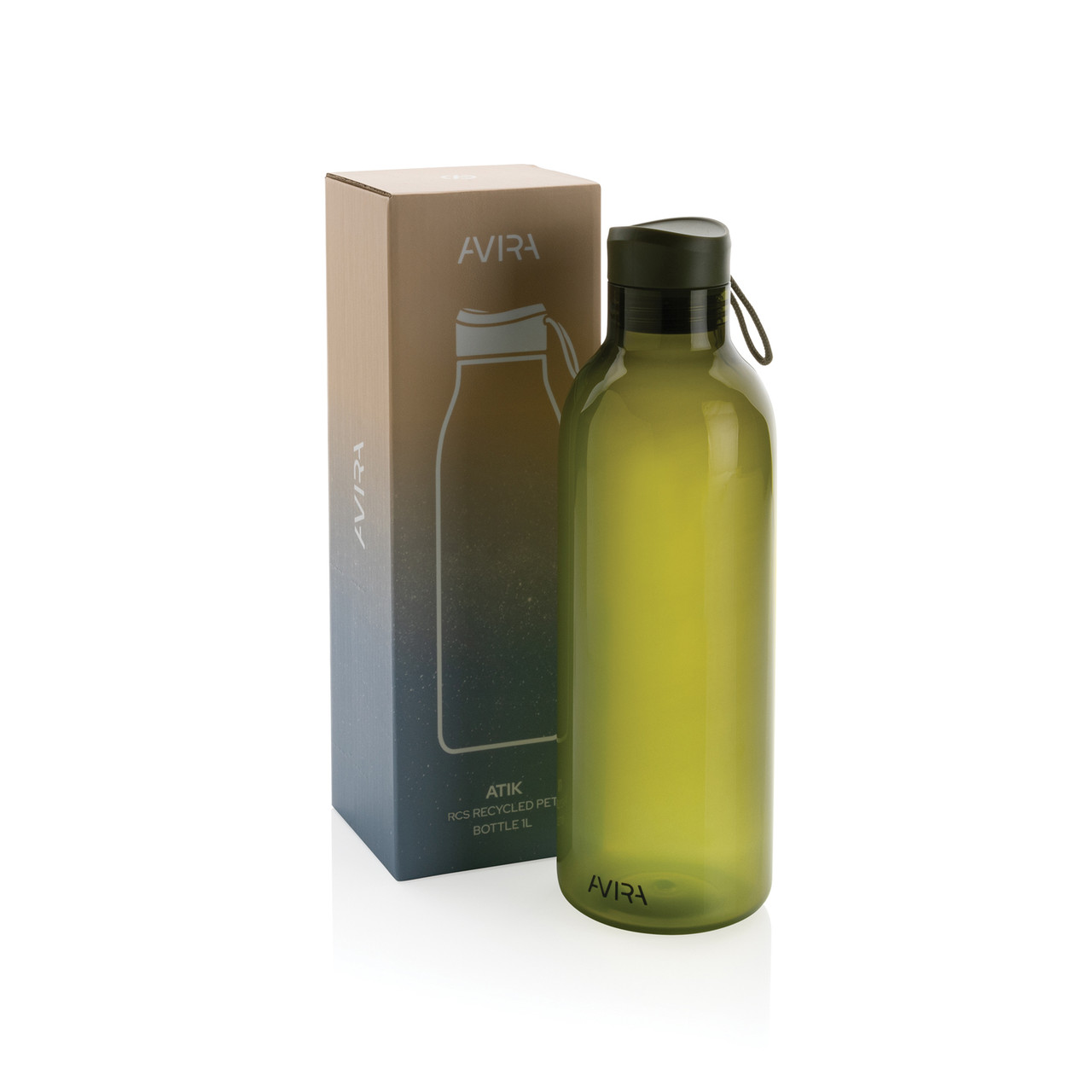 Бутылка для воды Avira Atik из rPET RCS, 1 л, зеленый; , , высота 26,6 см., диаметр 8,3 см., P438.047 - фото 9 - id-p107646720