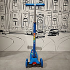 Синий Трехколесный детский самокат "Micmax". От 2 до 13 лет. Регулируемая высота., фото 8