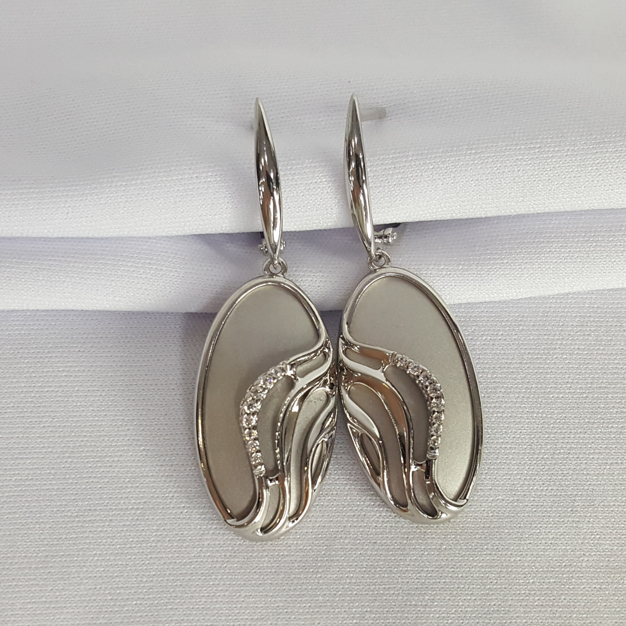 Серьги из серебра с фианитами Diamant 94-121-01560-1 серебро с родием, фото 1