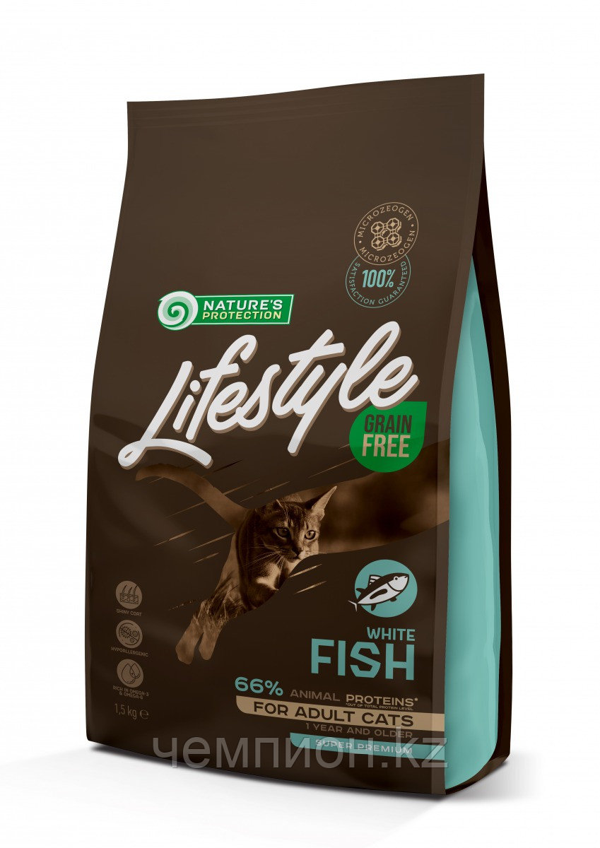 459589 NP LifeStyle GrainFree White Fish Adult Cat, беззерновой корм для взрослых кошек с белой рыбой, уп.400г - фото 1 - id-p107647972